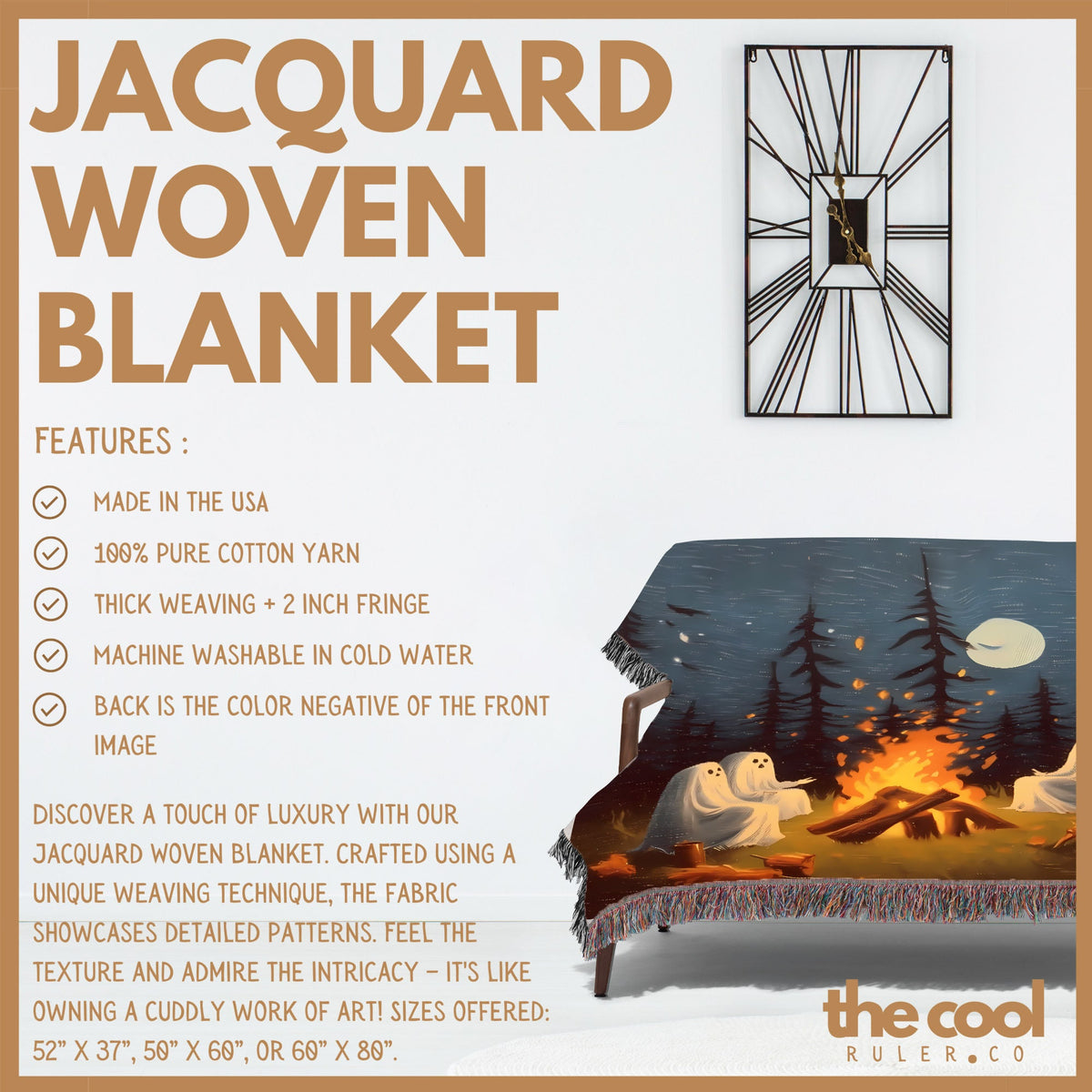 Ghost Camping Throw Blanket