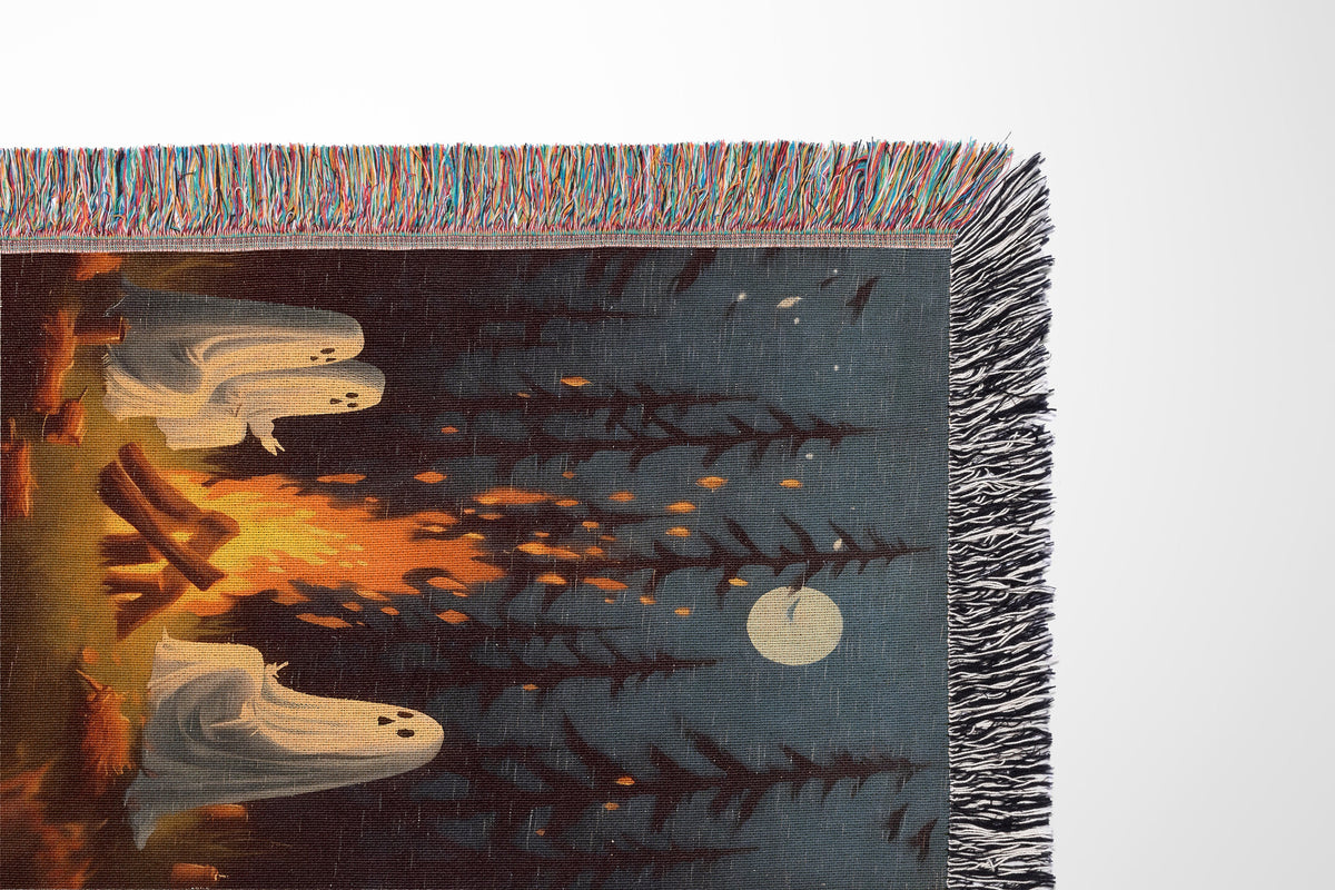 Ghost Camping Throw Blanket