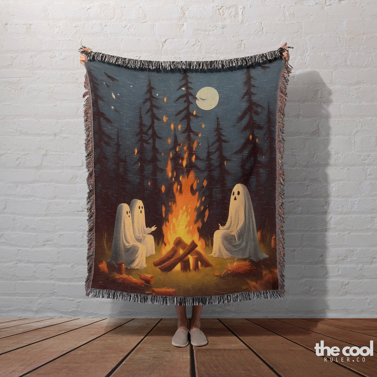 Ghost Camping Throw Blanket