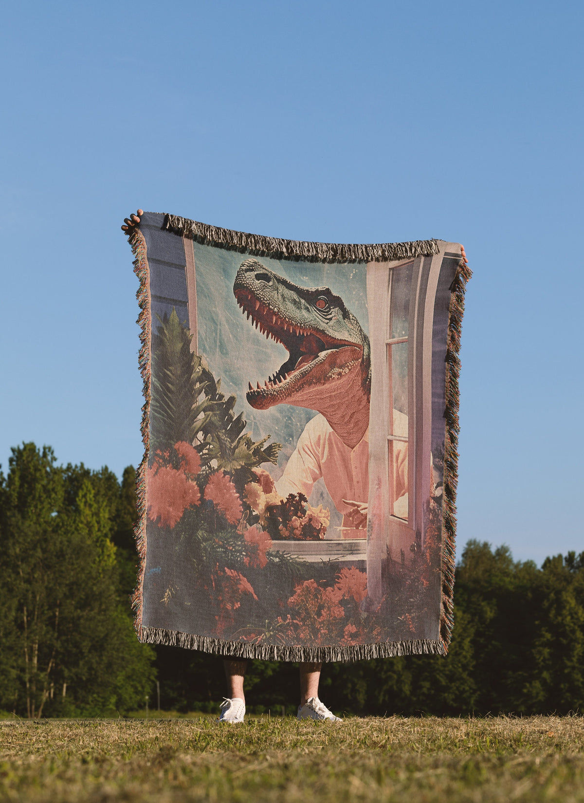 Jurassic Collage Throw Blanket