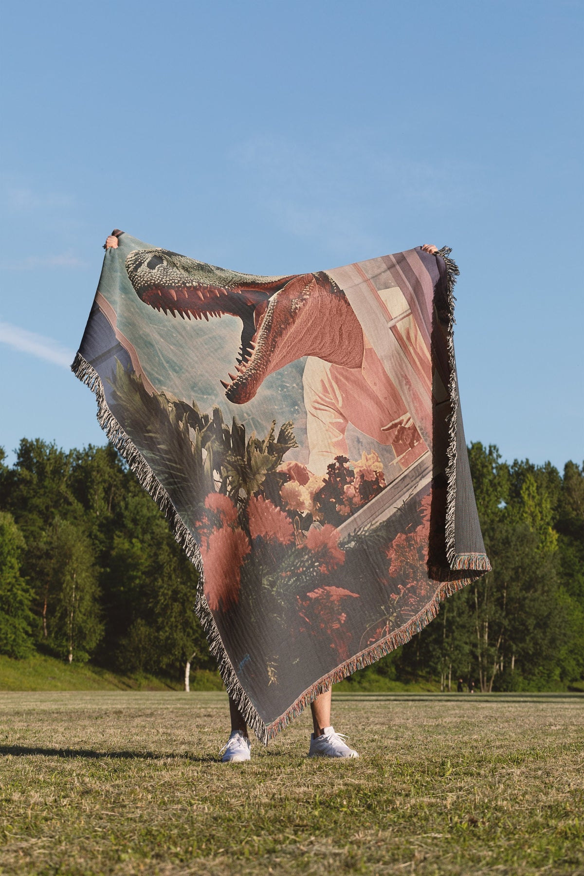 Jurassic Collage Throw Blanket