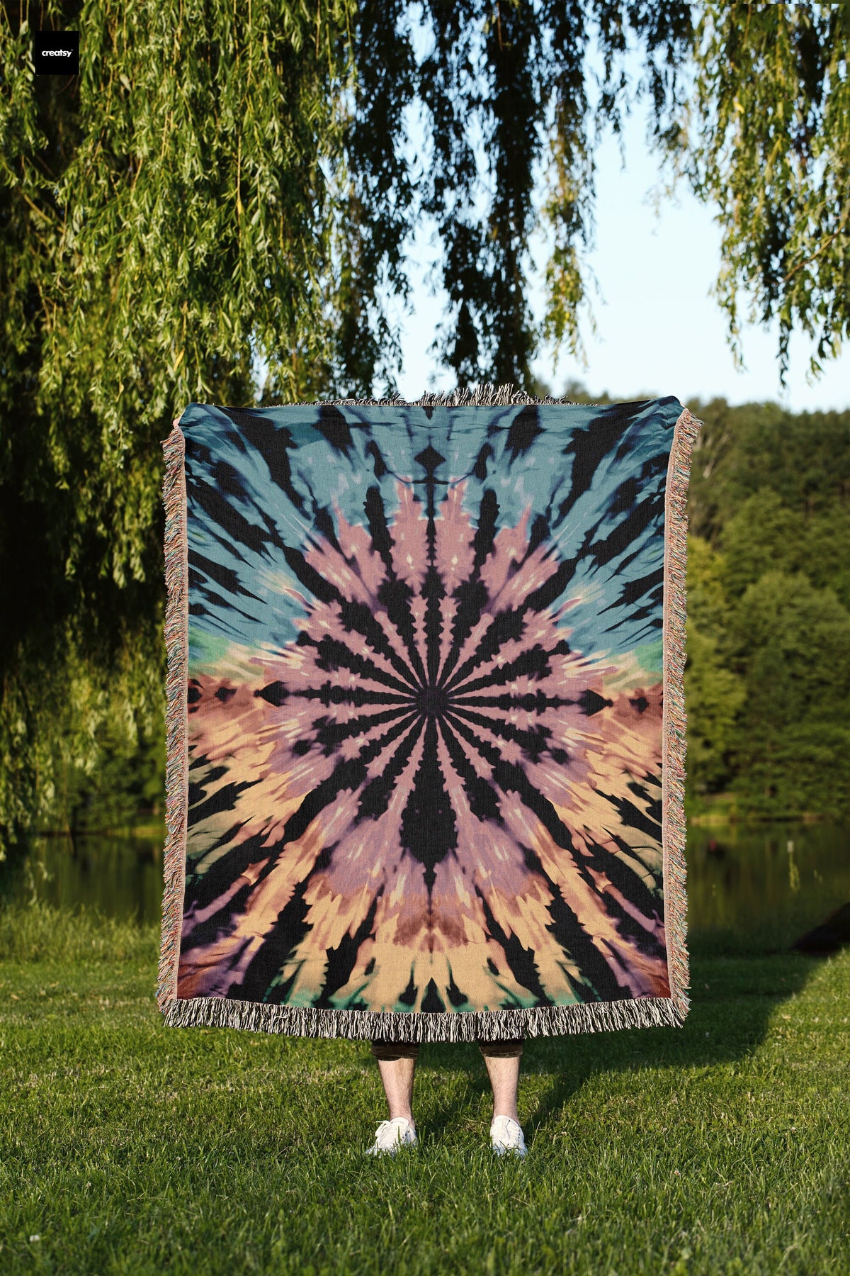 Retro Tie Dye  Throw Blanket