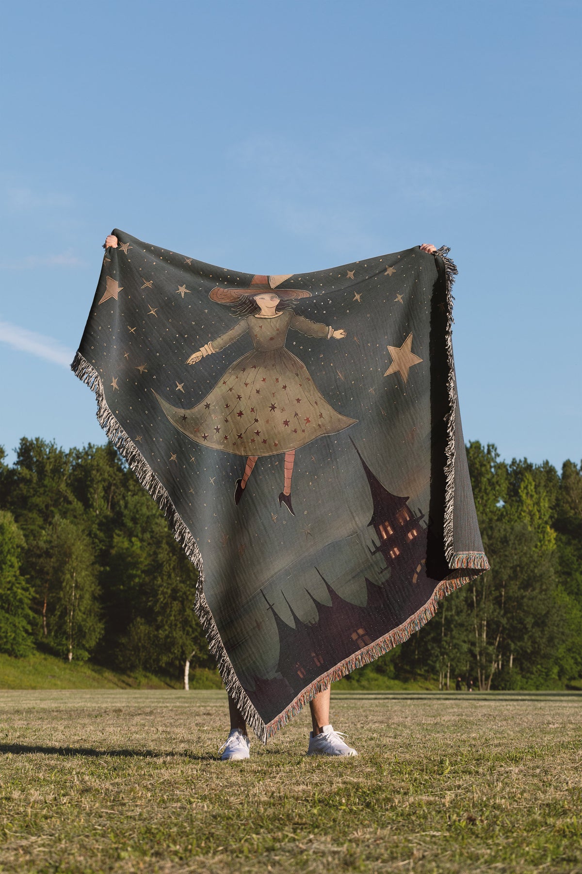 Folk Art Witch Throw Blanket