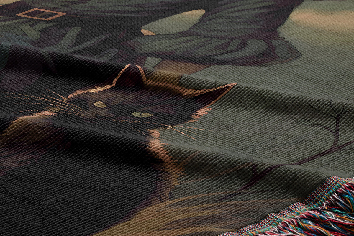 Black Cat Witch Throw Blanket