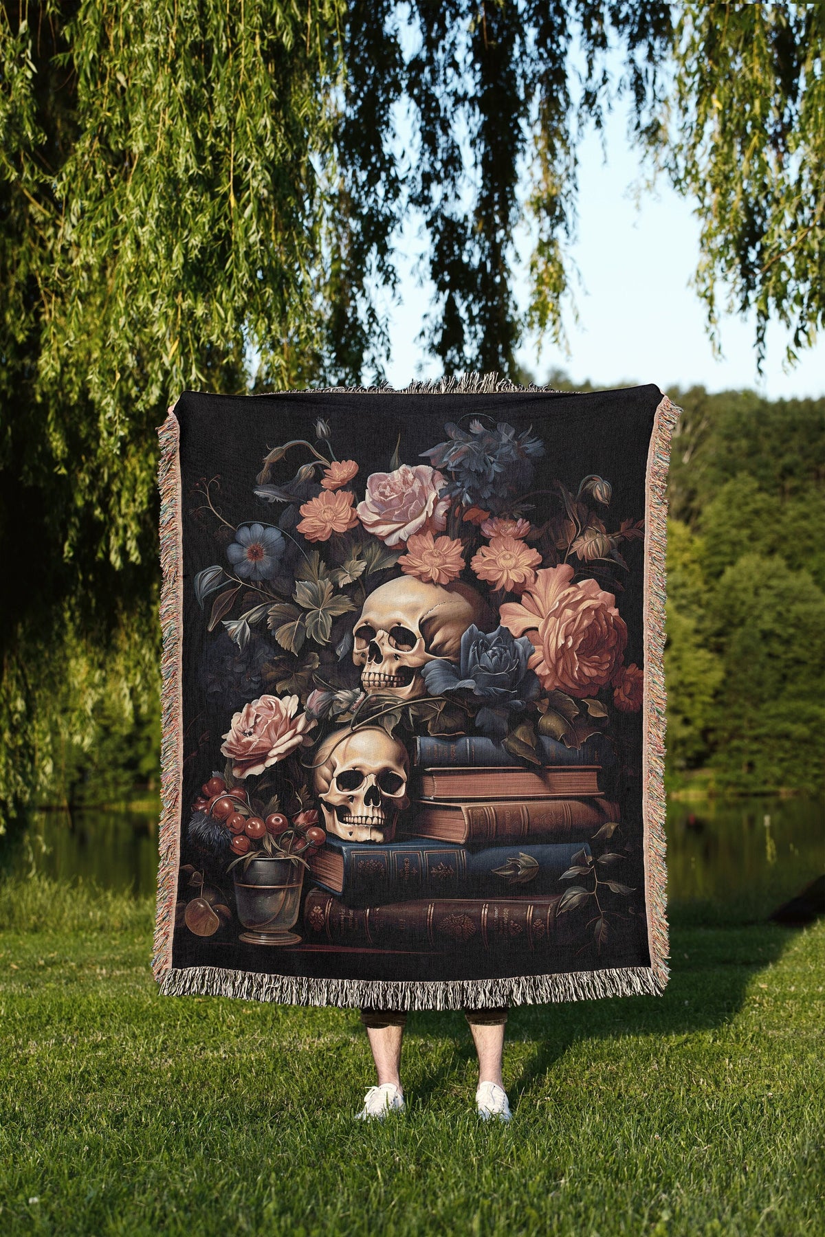 Botanical Skulls Throw Blanket