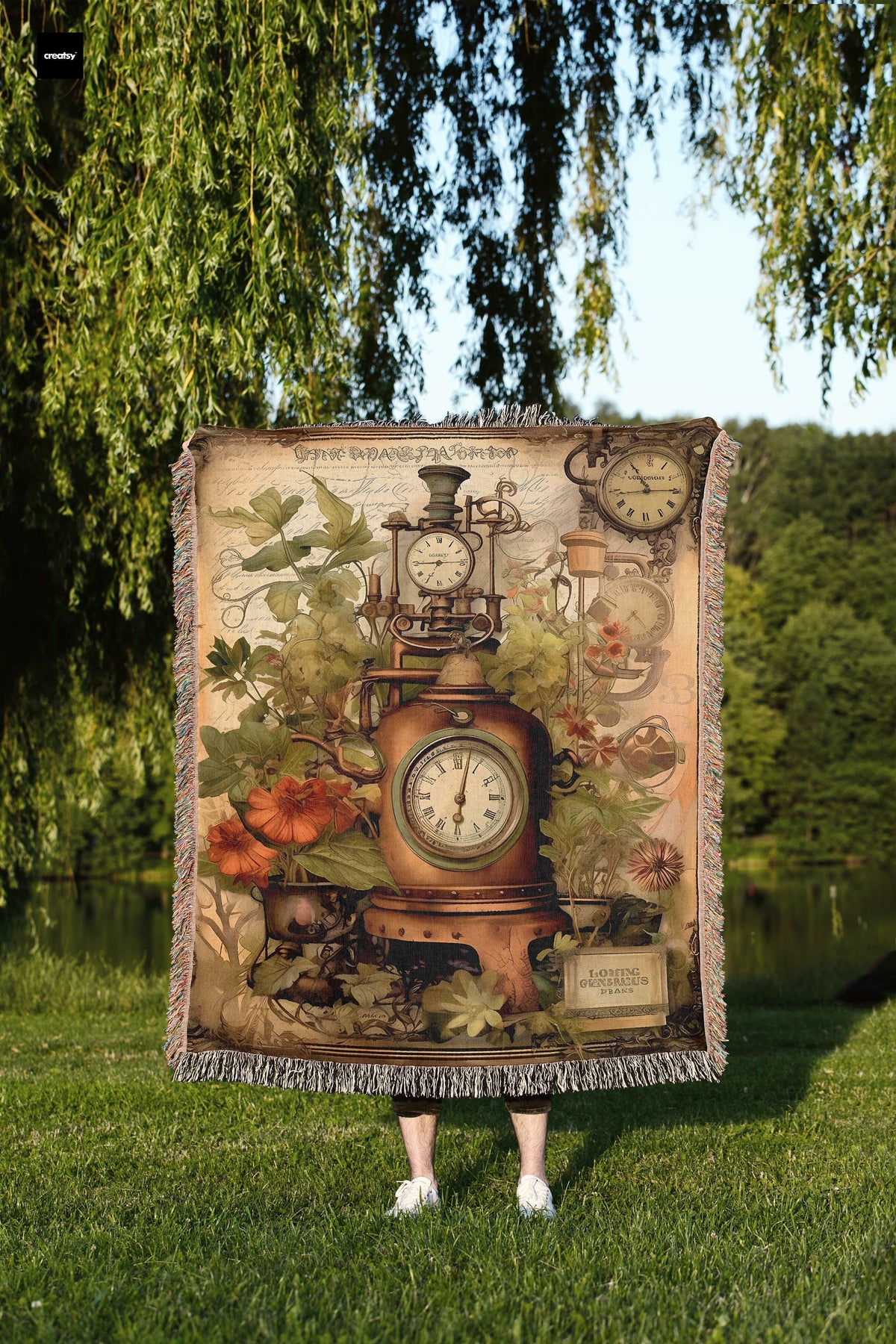 Steampunk Clock Throw Blanket