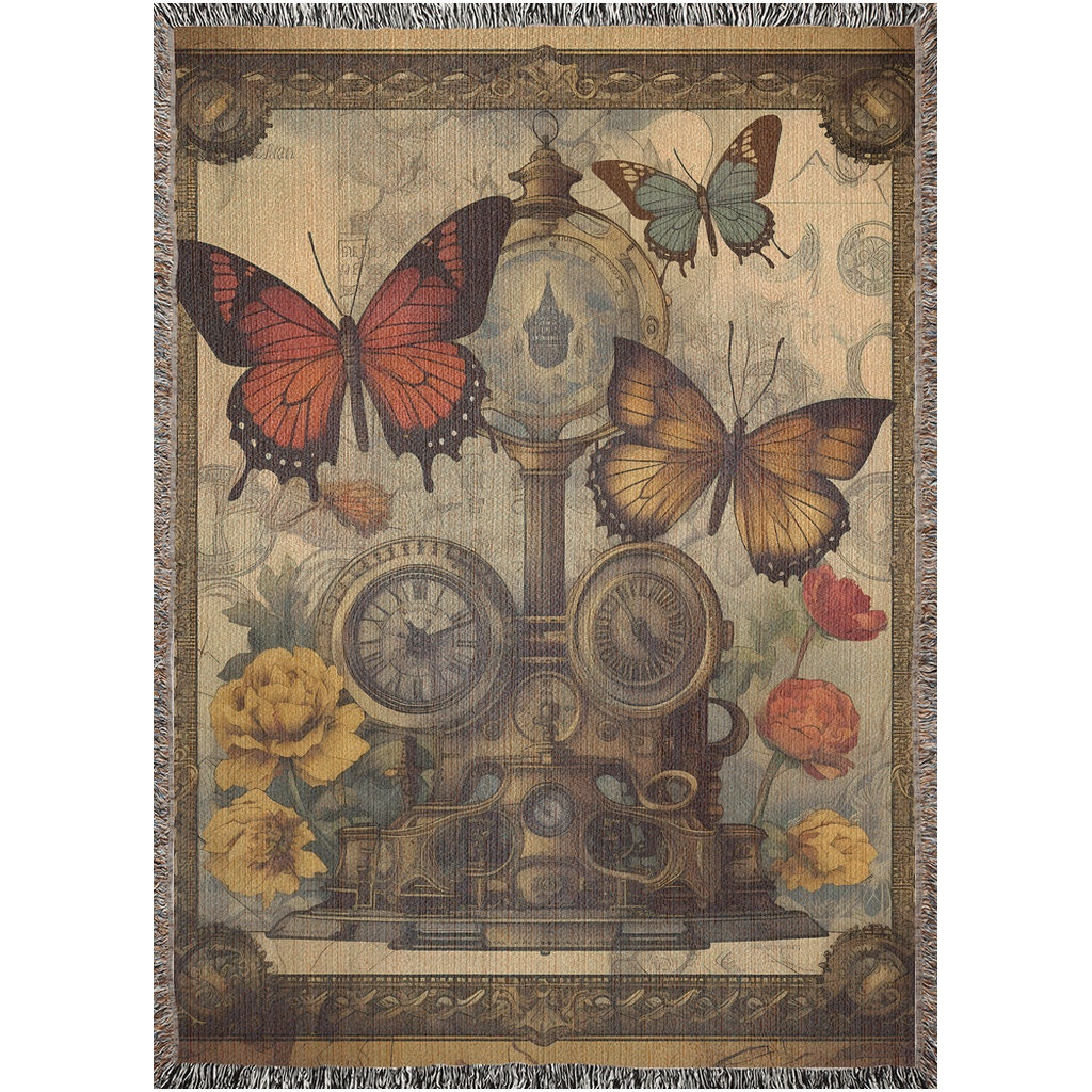 Steampunk Butterfly Throw Blanket