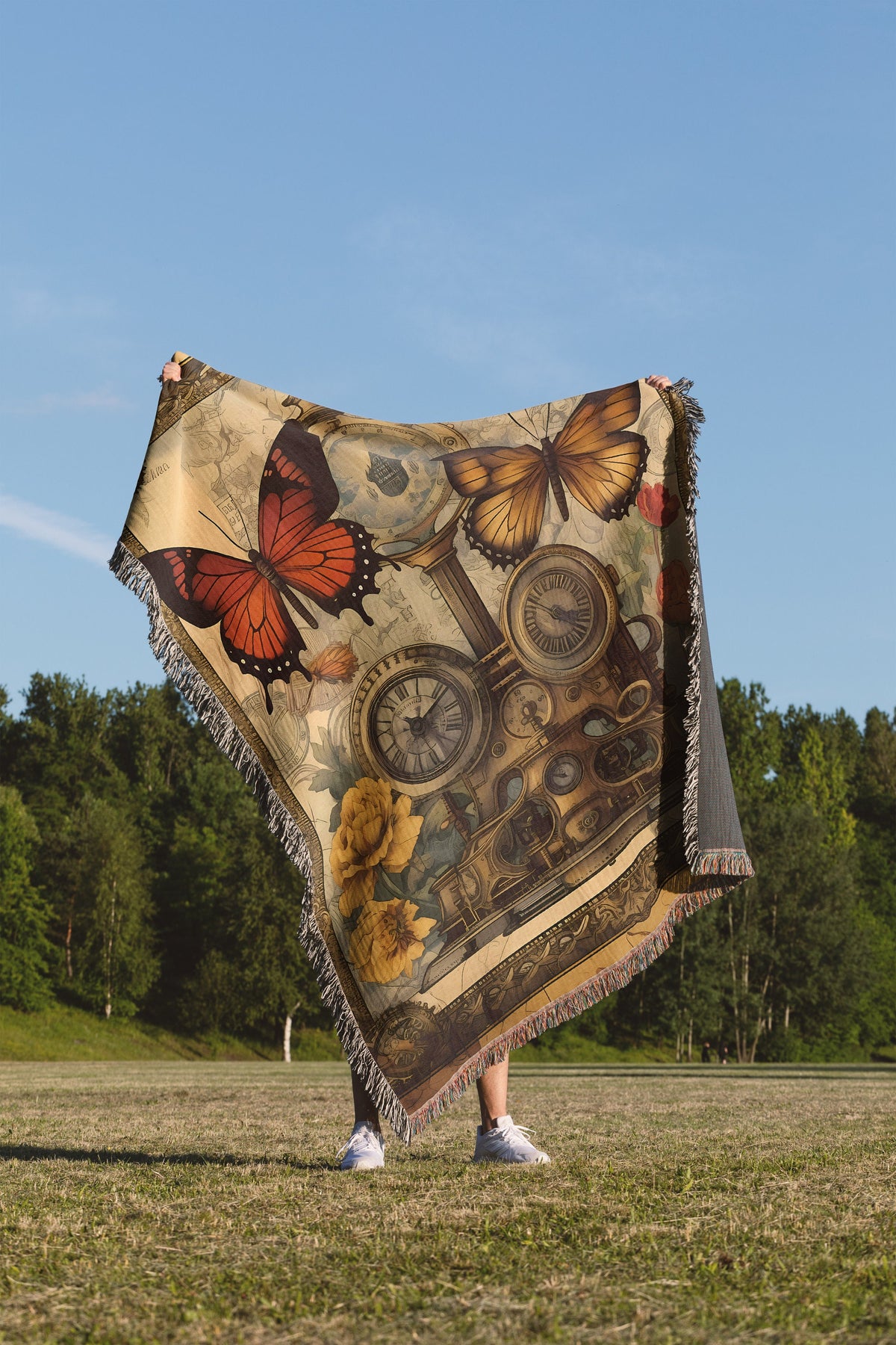 Steampunk Butterfly Throw Blanket