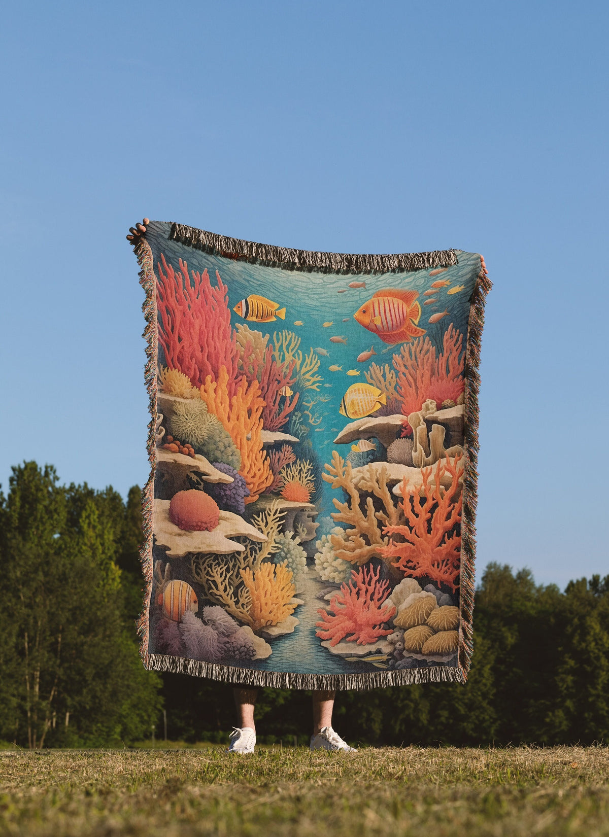 Great Barrier Coral Reef Throw Blanket