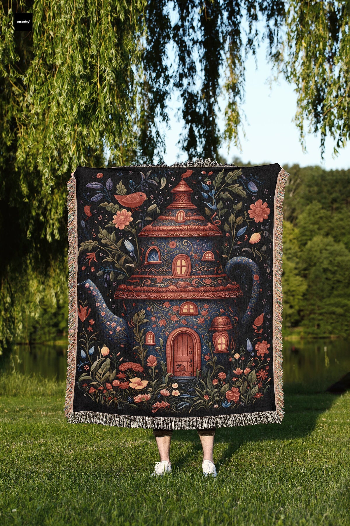 Teacup Fairy House Throw Blanket