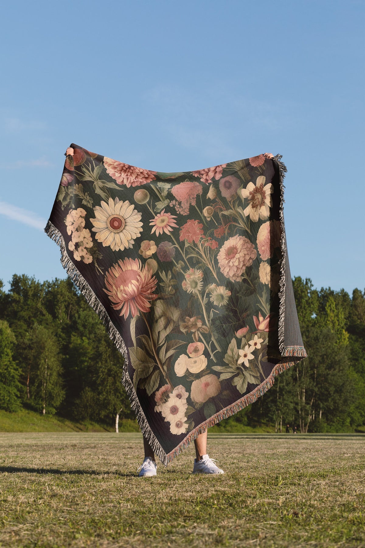 Dark Botanical Throw Blanket