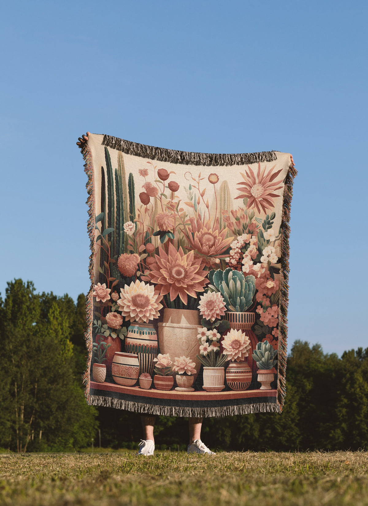 Botanical Cactus  Throw Blanket