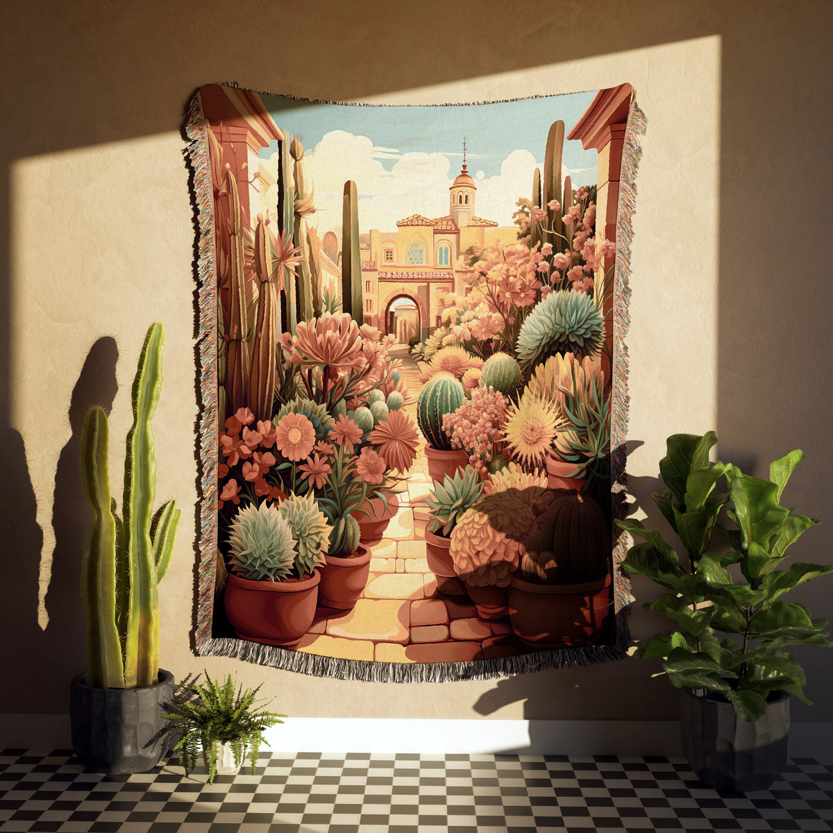 Cactus City View  Throw Blanket