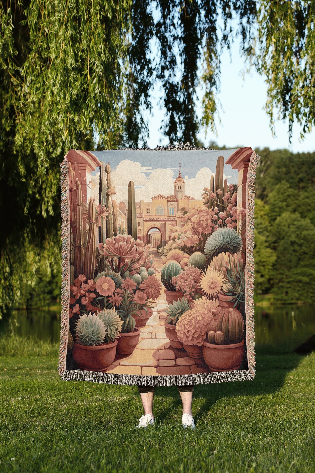 Cactus City View  Throw Blanket