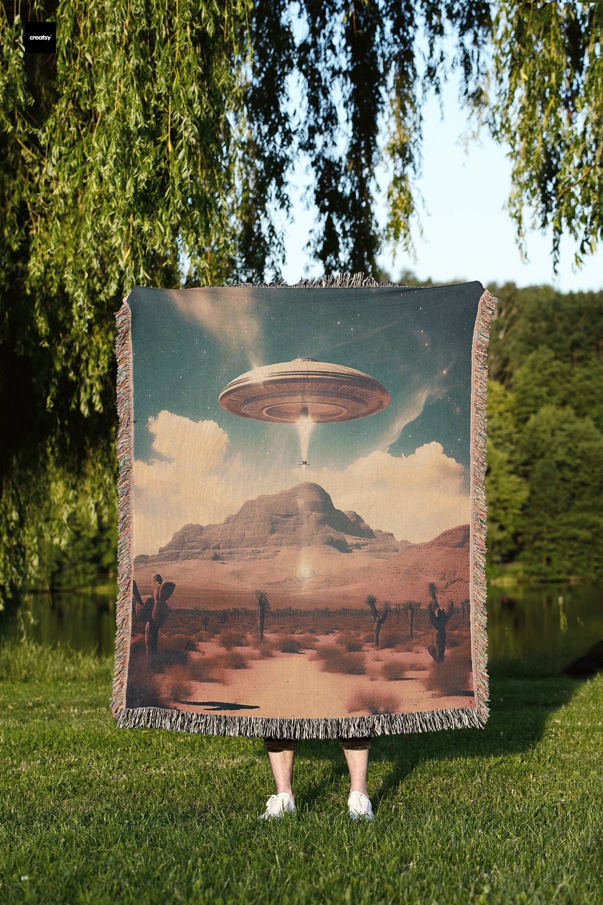 Desert UFO Throw Blanket