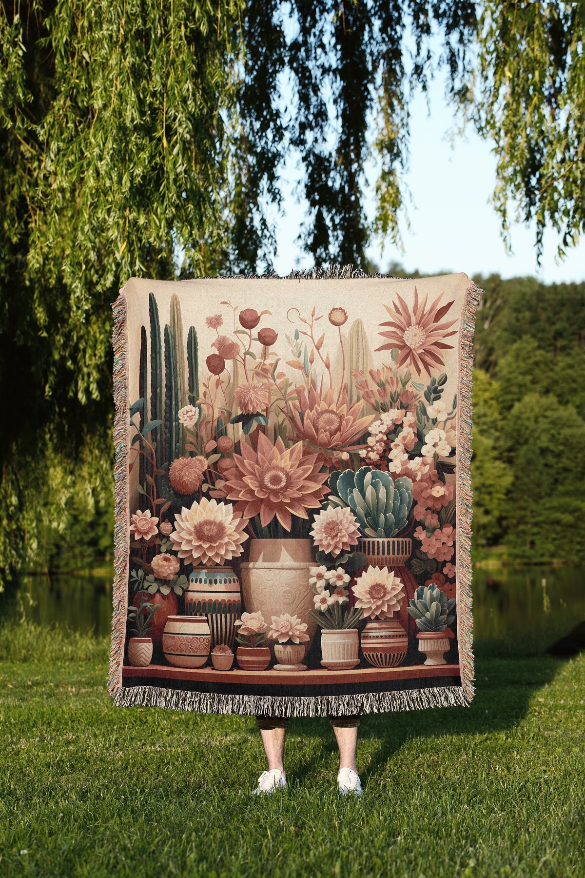 Botanical Cactus  Throw Blanket