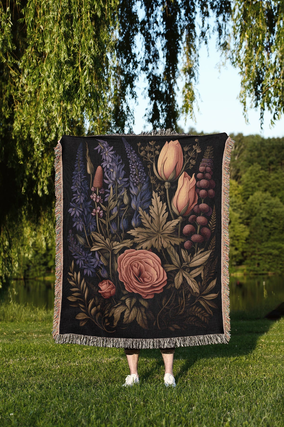 Purple Botanical  Throw Blanket