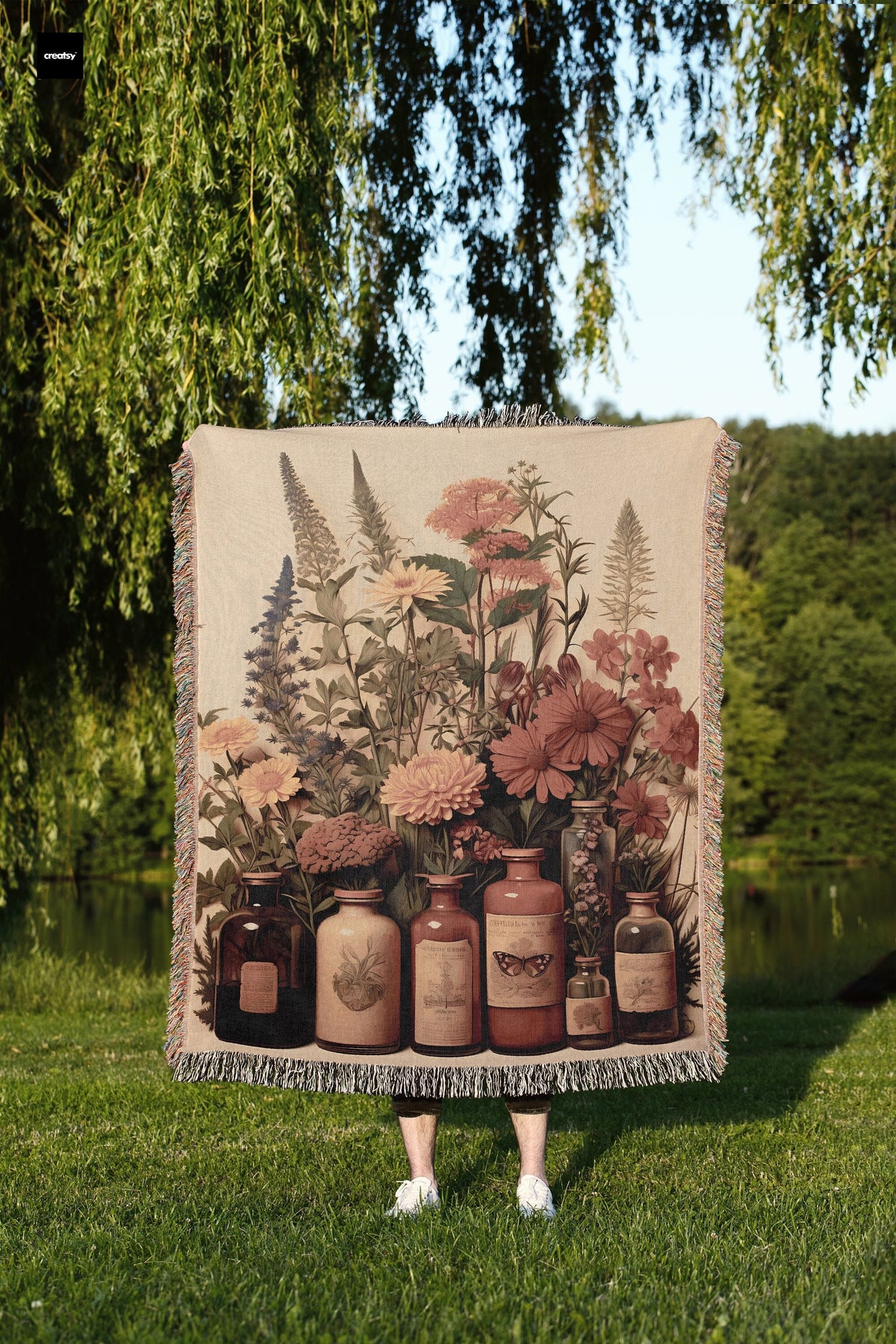 Botanical Herbs Throw Blanket