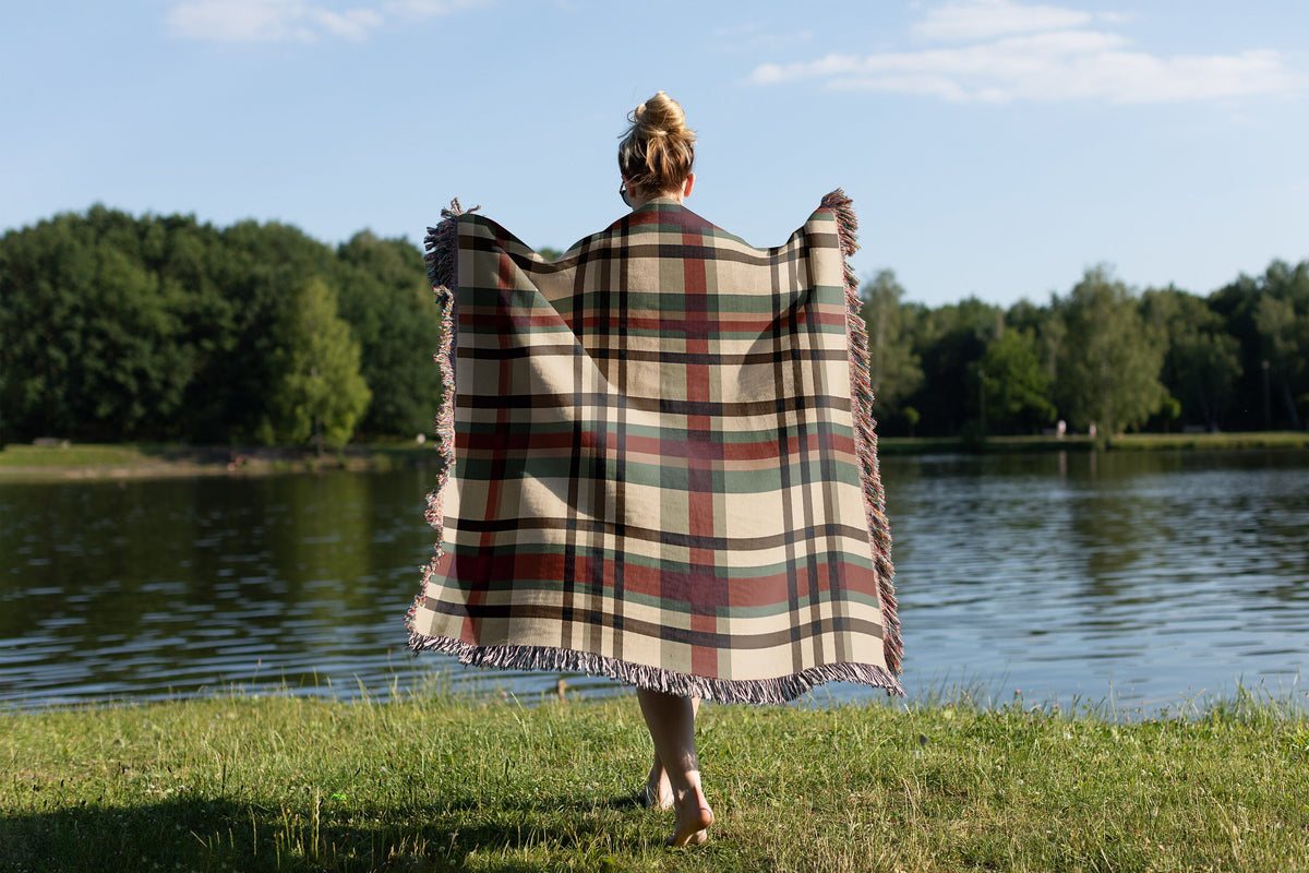 Christmas Tan Plaid Throw Blanket