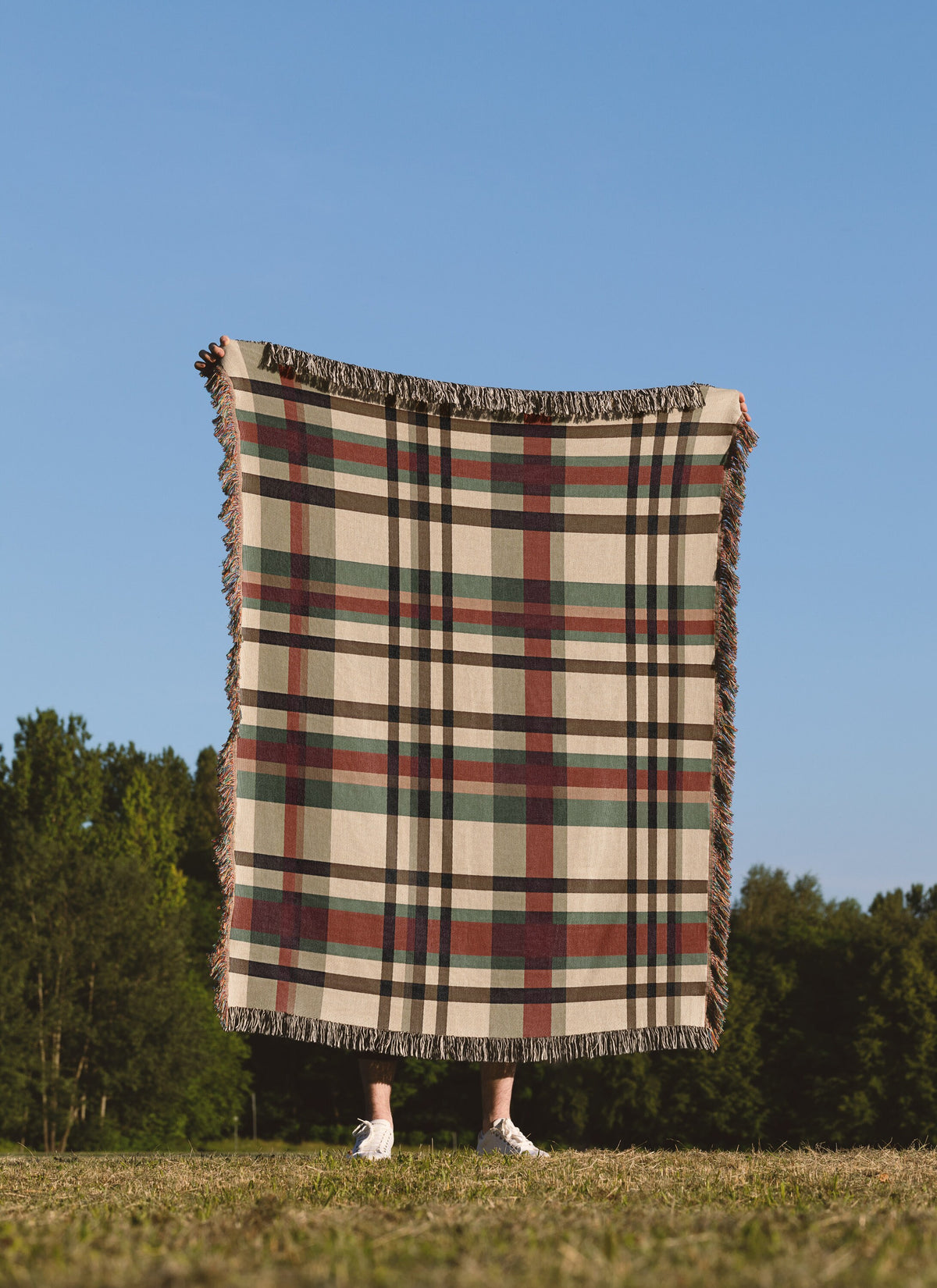 Christmas Tan Plaid Throw Blanket