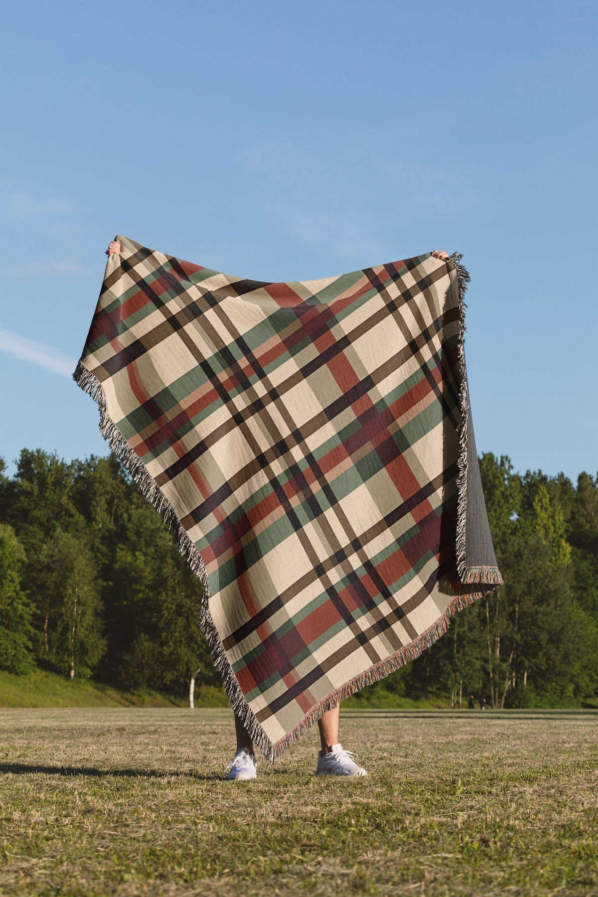 Christmas Tan Plaid Throw Blanket