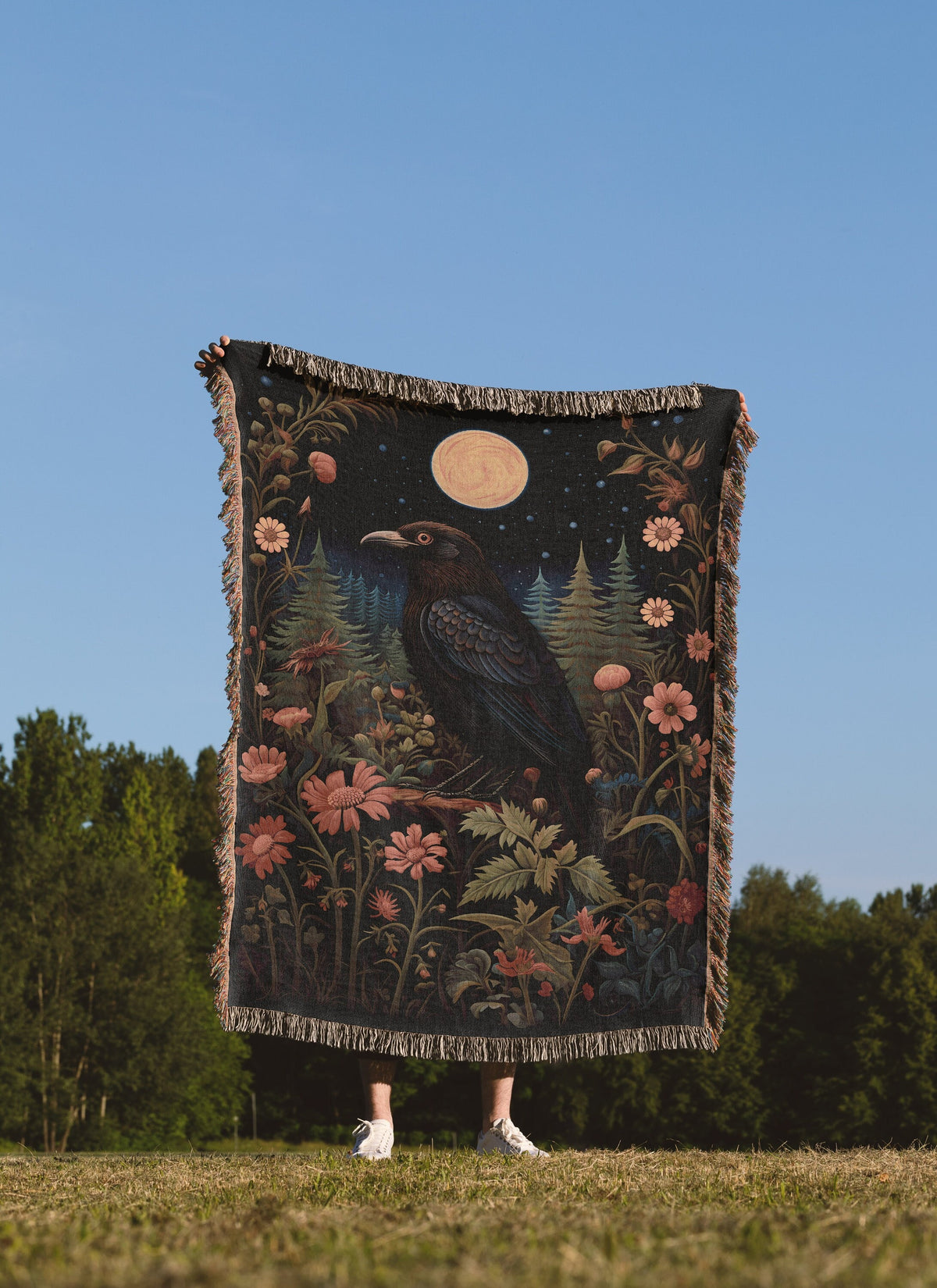 Luna Raven Throw Blanket