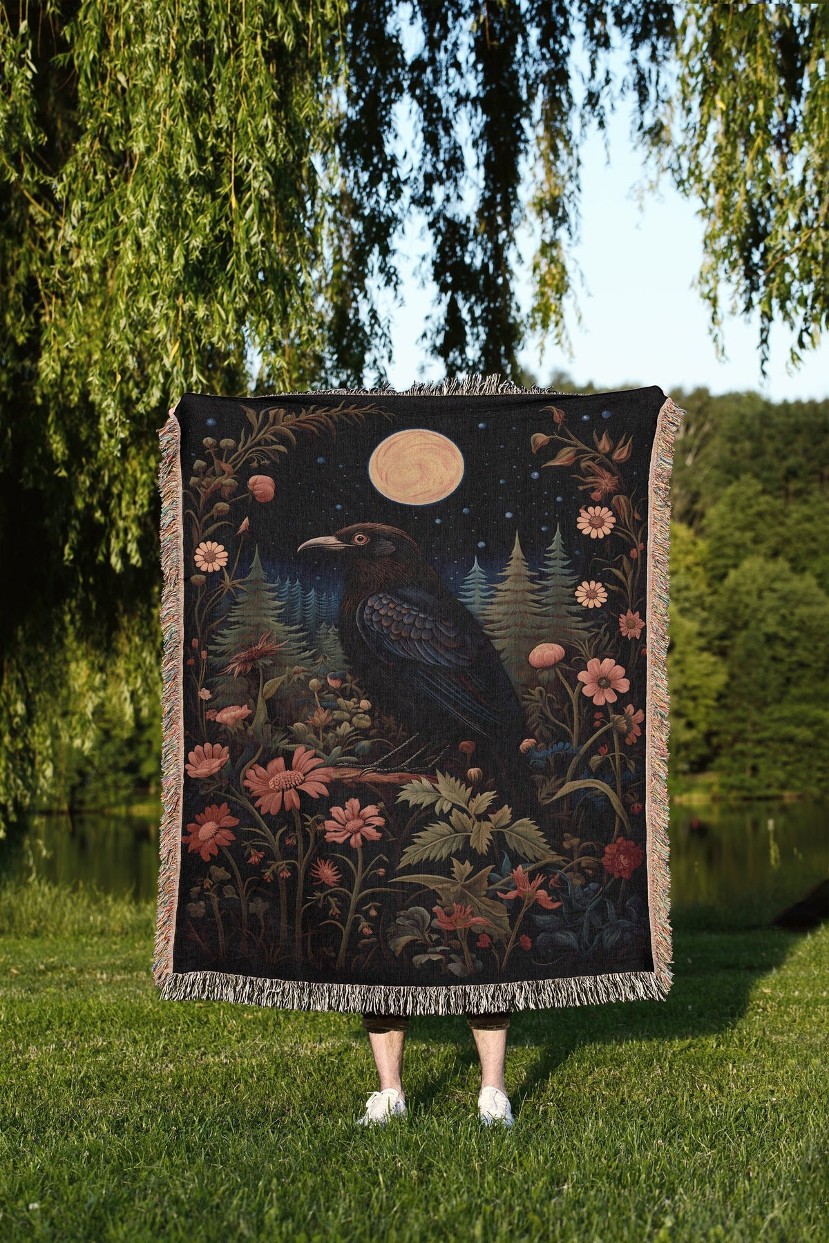 Luna Raven Throw Blanket