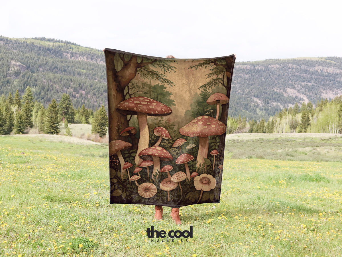 Woodland Mushrooms Throw Blanket